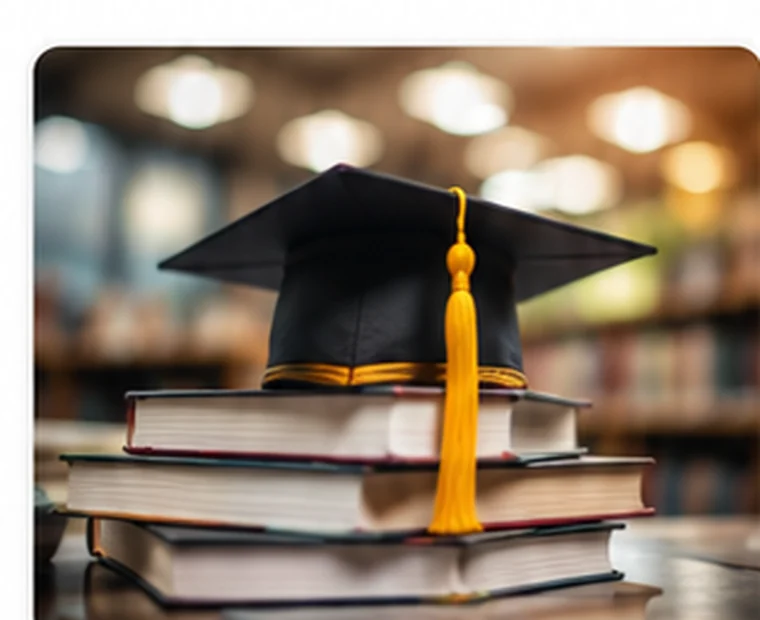 Graduation cap placed on academic books